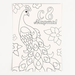 Аппликация жемчужными полубусинами Прекрасный павлин. 8 марта