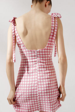 GINGHAM CHECK DRESS WITH BOWS