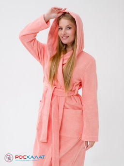 Женский халат с капюшоном светло-коралловый МЗ-06 (6) - Росхалат фото 4
