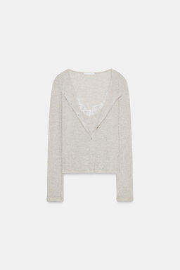 LACE TRIMMED COMBINATION JACKET AND TOP