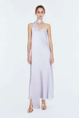 Vestido de sat?n con tirantes finos y fular - H&m фото 3