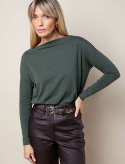 VILATTE / Лонгслив с горловиной лодочка из премиального хлопка  фото 5