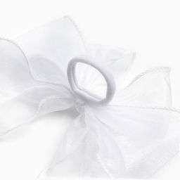 Бант для волос на резинке школьный, белый, 6×25 см, Принцессы