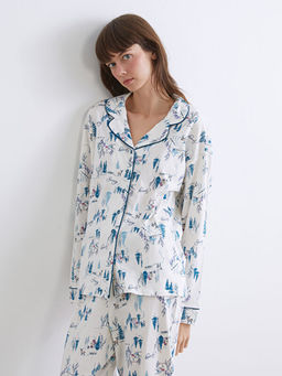 G?mlek Yaka Y?lba?? Temal? Kad?n Pijama Tak?m?