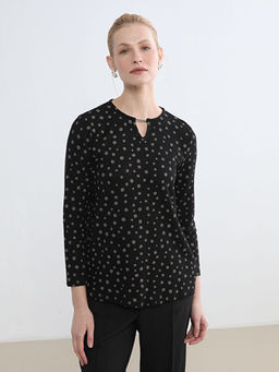 Bisiklet Yaka Puantiyeli Bluz