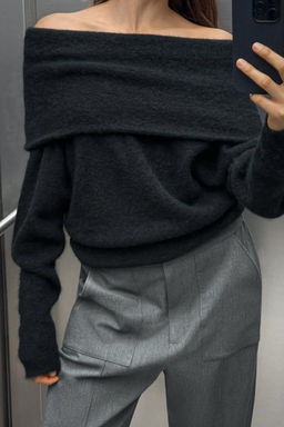 ALPACA OFF-THE-SHOULDER KNIT SWEATER - Zara фото 2
