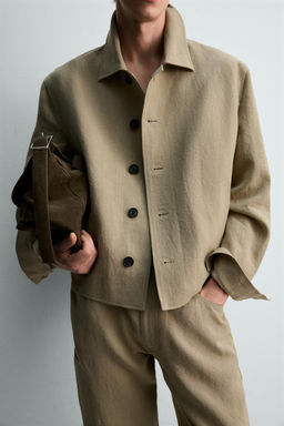 SOBRECAMISA CROPPED FIT 100% LINO LIMITED EDITION / Tostado - Zara фото 5