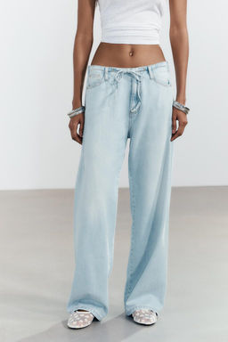 PYJAMA-STYLE DENIM TROUSERS - Zara фото 3