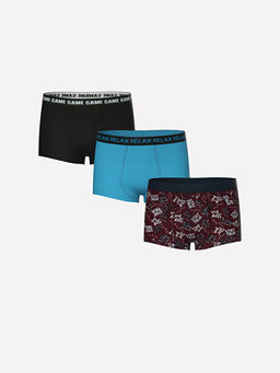 Bask?l? Erkek ?ocuk Boxer 3l?