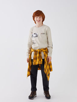 Bisiklet Yaka Bask?l? Uzun Kollu Erkek ?ocuk Ti??rt - Waikiki фото 2