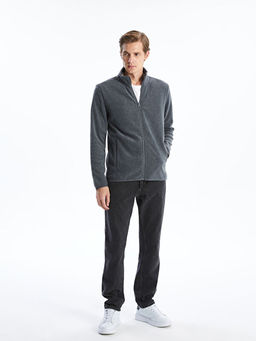 Dik Yaka Uzun Kollu Polar Erkek Fermuarl? Sweatshirt