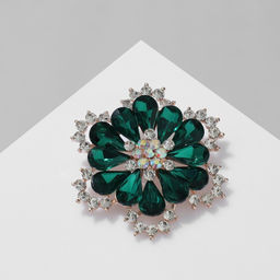 Брошь Цветок, цветная в розовом золоте