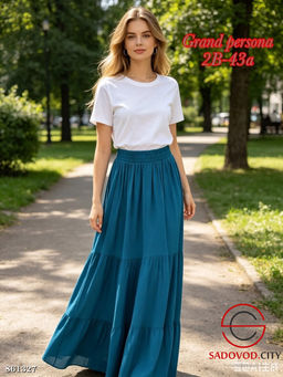 Женская длинная юбка на резинке - Fiona фото 6