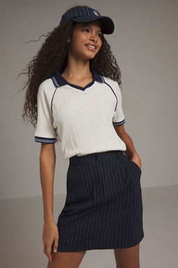 Ekru Regular/Normal Kal?p Polo Yaka Esnek Orme Bluz TWOSS25BZ00148