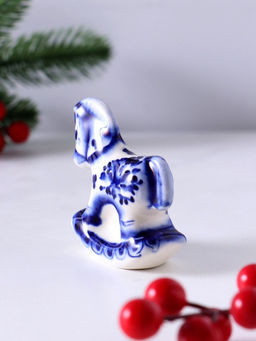 Фигурка фарфор гжель Конь-качалка, 7?7?2.5 см, бело-синий
