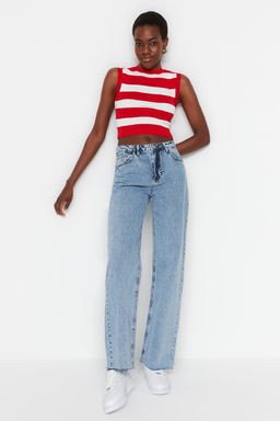 K?rm?z? Crop Cizgili Ince Bluz TWOSS22BZ1173