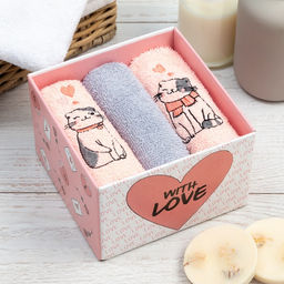 Салфетки махровые Этель. Котики 30?30 см - 3 шт., хлопок 100%