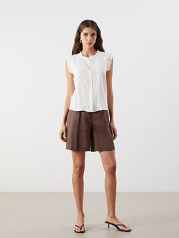 Bisiklet Yaka Nak??l? F?rf?rl? Vual Bluz