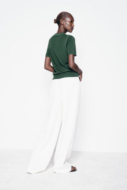PLAIN KNIT TOP WITH CONTRAST TRIMS - Zara фото 19
