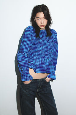 GINGHAM SHIRT WITH ELASTICATED DETAIL - Zara фото 8