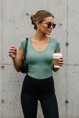 Mint V Yaka Fitted/Vucuda Oturan Orme Bluz TWOSS25BZ00208