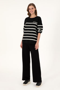 KadДn Siyah Loose Fit Triko Pantolon