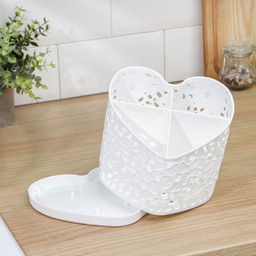 Подставка под столовые приборы Альтернатива Сердце, 17?18.5?15.5 см, пластик, белая