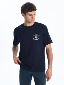 Bisiklet Yaka Bask?l? Erkek Ti??rt