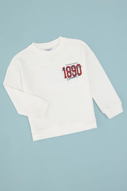 Erkek _ocuk Ekru Bisiklet Yaka Sweatshirt