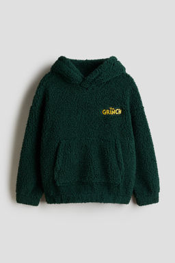 Sudadera en borreguito con capucha y motivos