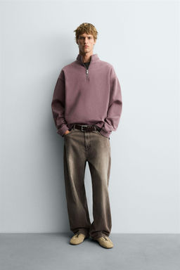 WASHED QUARTER-ZIP SWEATSHIRT