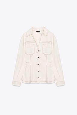 FITTED DENIM SHIRT - Zara фото 7