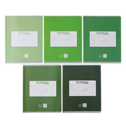 Комплект тетрадей из 10 штук 12 листов в частую косую линию Однотонная Новая Школьная, обложка мелованная бумага, ВД-лак, блок офсет