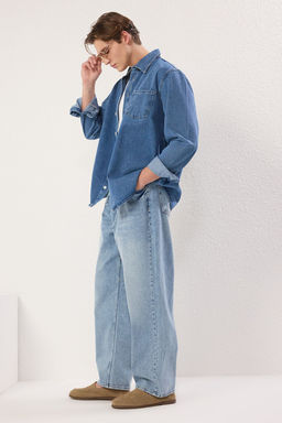 TRENDYOL MAN Mavi Erkek Baggy Fit Jeans Bol Kot Pantolon TMNSS25JE00002 - Trendyolmilla фото 4
