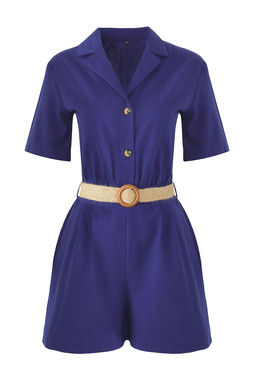 TRENDYOLMILLA Lacivert Kemerli Keten Kar?s?ml? Genis Paca Dokuma Tulum TWOSS25TU00047  фото 8