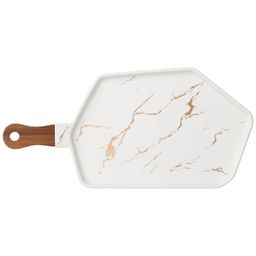 МЕНАЖНИЦА С ДЕРЕВЯННОЙ РУЧКОЙ КОЛЛЕКЦИЯ ЗОЛОТОЙ МРАМОР ЦВЕТ:WHITE 40*19 СМ