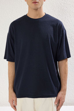 TRENDYOL MAN Ekru Oversize/Genis Kesim Dokulu T-Shirt TMNSS25TS00043 - Trendyolmilla фото 4