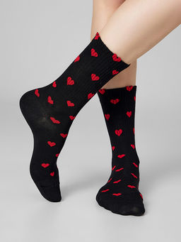 Цена за 5 пар! Носки женские черные с сердечками - Mark formelle фото 2