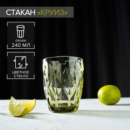 Стакан стеклянный Magistro Круиз, 240 мл, цвет зелёный  фото 16