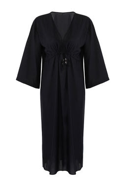 TRENDYOLMILLA Zebra Desenli Maxi Dokuma Buzgu Detayl? %100 Pamuklu Plaj Elbisesi TBESS25EL00017