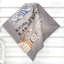 Полотенце 50*60 см. Кошачьи тайны рогожка хлопок 100% - Лен поволжья фото 2
