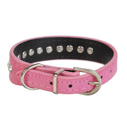 Ошейник Бархат и стразы, 31 х 1,3/2 см, ОШ 22-28 см, розовый - Пижон фото 2