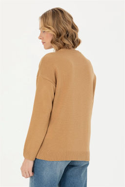 Женский свитер песочного цвета с круглым вырезом - U.s. polo assn фото 13