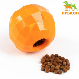 Игрушка для лакомств и сухого корма Апельсин, 7,5 см, оранжевая
