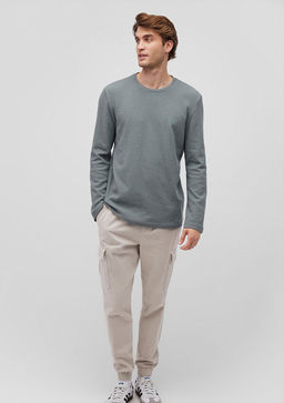 Uzun Kollu Yesil Basic Tisort - Mavi фото 2