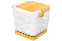 Банка д/сыпучих продуктов 300 мл 12*9*9,5 см Тропики с ложкой, откидной бамбуковой крышкой - Elan gallery фото 6