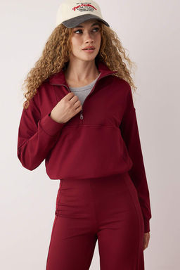Bordo Modal Kumas Relaxed Sweatshirt THMAW26SW00001
