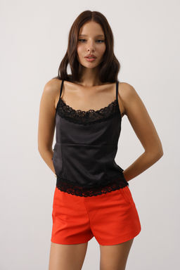 Siyah Ask?l? Dantel Detayl? Saten Dokuma Bluz TWOAW26BZ00247 - Trendyolmilla фото 2
