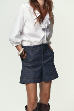 Z1975 HIGH-WAIST DENIM BERMUDA SHORTS - Zara фото 4
