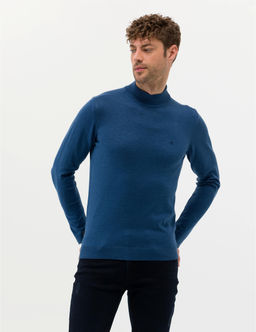 _ndigo Melanj Slim Fit Yar_m Bal_k__ Yaka Basic Triko Kazak - Pierre cardin фото 3